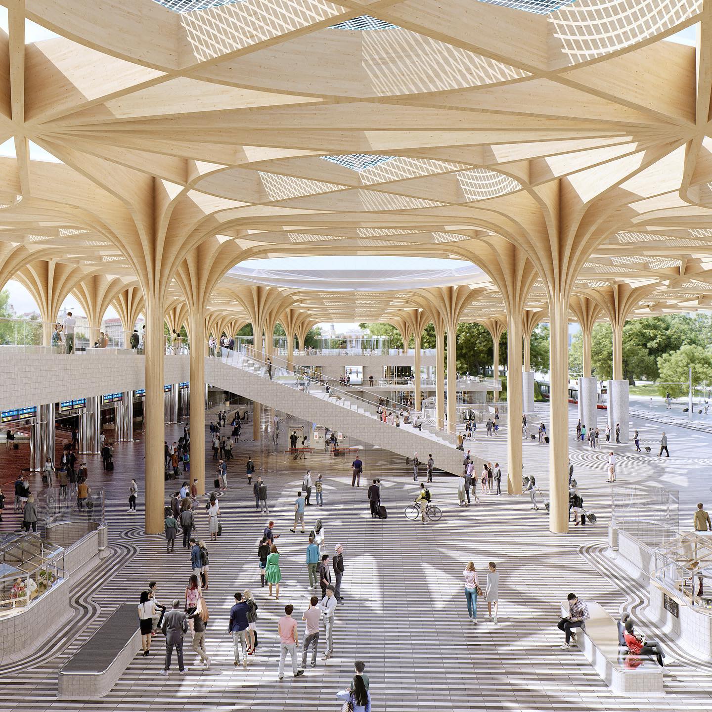 Vítězný návrh Zdroj: facebook IPR / Henning Larsen Architects — v Hlavní nádraží.