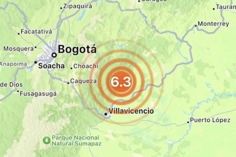 Dnešní zemětřesení: zemětřesení o síle 6,3, silné následné otřesy otřásly hlavním městem Kolumbie Bogotou a dalšími městy