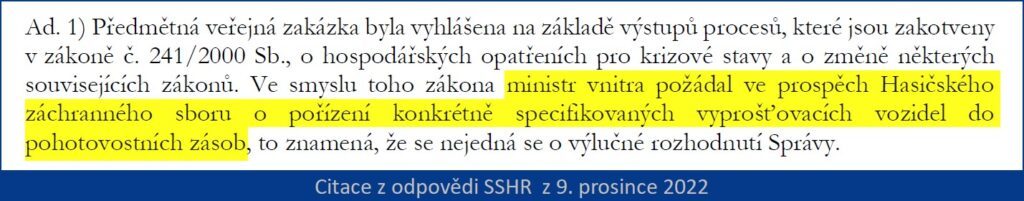 Citace z odpovědi SSHR z 9. prosince 2022